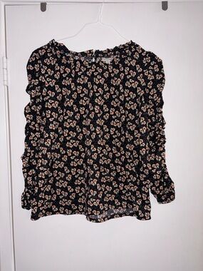 Max Studio Floral Ruffle Long Sleeve Blouse